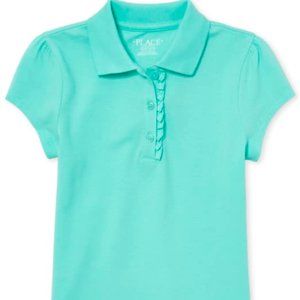 Girls Uniform Ruffle Pique Polo - Seafrost